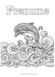 Pagină de colorat personalizată Mandala Mare Animal Delfin Desene de colorat complexe Animale marine sau acvatice
