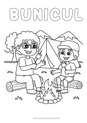 Pagină de colorat pentru copii Bomboane Tată Bunicul Dulciuri, bunătăți Grătar Camping Antrenor, antrenor personal Cort Competiții și premii Bezele, bezele pufoase