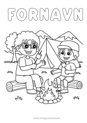 Gratis tegning Godteri Pappa Bestefar Godbiter, søtsaker Grill Camping Trener Telt Konkurranser og priser Skumfiduser, marshmallows