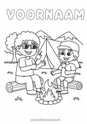 Gratis tekening Snoepjes Papa Opa Lekkernijen, zoetigheden Barbecue Kamperen Coach, trainer Tent Wedstrijden en beloningen Marshmallows