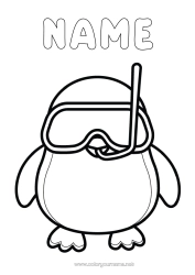Colouring to customise Sport Penguin, Tuxedo Animal Easy Colouring Pages Birds And Flying Mammals Diving Water Sports