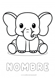 Dibujo libre Kawaii Elefante Animales Dibujos fáciles para colorear Animales salvajes de África