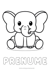 Pagină de colorat gratuită Drăguț Elefant Animal Desene de colorat ușoare Animale sălbatice din Africa