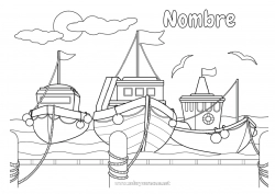 Colorear gratis Pesca Vehículos Barco Dibujos intermedios para colorear Trabajo Vehículos marítimos Pescador Oficios del mar