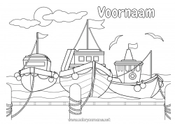 Gratis kleurplaat Vissen Voertuigen Boot Intermediaire kleurplaten Beroep Maritieme voertuigen Visserman Zeeberoepen
