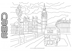 Free coloring London United Kingdom Bus, coach Ground public transport