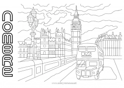 Dibujo libre Londres Reino Unido Autobús, autocar Transporte público terrestre