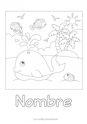 Dibujo libre Lindo Ballena Animales Pescado Palmera Animales marinos o acuáticos