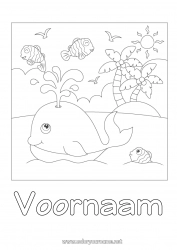 Gratis tekening Schattig Walvis Dier Vis Palmboom Zeedieren