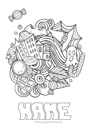 Free colouring Sweets Ghost Halloween