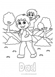 Child coloring page Dad Child Adult