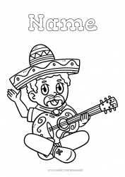 Free drawing Music Hat Mexico Cinco de Mayo World Music Day Guitar Musical instruments Sombrero