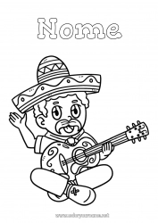 Disegno gratuito Musica Cappello Messico Cinco de Mayo Festa della musica Chitarra Strumenti musicali Sombrero