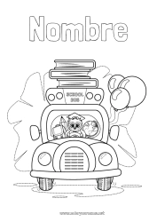Dibujo libre Búho Vehículos Autobús, autocar Escuela Libro Aves y mamíferos voladores Lectura Lápiz Transporte público terrestre Mochila escolar Globo terráqueo Regreso a clases Útiles escolares