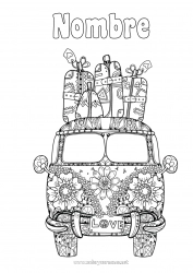 Dibujo libre Mandala Van furgoneta Vehículos históricos o vintage Automóviles, furgonetas y autocaravanas Maletas y equipaje