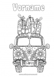 Malvorlage anpassen Mandala Fahrzeuge Van Véhicules historiques ou vintages Autos, Vans und Wohnmobile Koffer und Gepäck