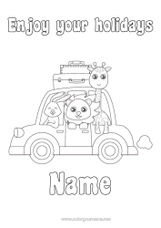 Colouring to customise Giraffe Lion Holidays Rabbit Vehicles Car Animal Wild Animals Of Africa Forest Animals Cars, Vans And Motorhomes Luggage And Bags