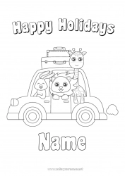 Free drawing Giraffe Lion Holidays Bunny Car Animal Wild animals of Africa Forest animals Cars, vans, and motorhomes Suitcases and luggage