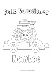 Colorear para personalizar Jirafa León Vacaciones Conejo Coches Animales Animales salvajes de África Animales del bosque Automóviles, furgonetas y autocaravanas Maletas y equipaje