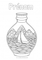 Coloriage gratuit Mer Véhicules Bateau Voilier Bouteille Véhicules maritimes