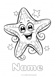 Free coloring Animal Starfish Marine or aquatic animals