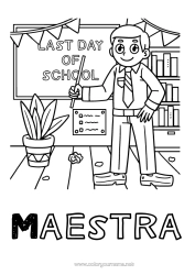 Colorazione gratuita Vacanze Insegnante Scuola Mestieri dell'educazione Lavagna scolastica Aula