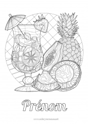 Dessin gratuit Mandala Ananas Fruits Boisson Coloriages complexes Cocktail