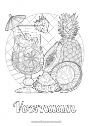 Gratis tekening Mandala Ananas Fruit Drankje Complex Kleurplaten Cocktail