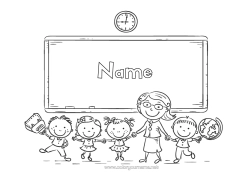 Colouring to customise Child Mistress/Master School Education Professions Back To School Classroom Board Classroom Pupil