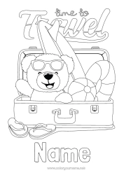 Colouring to customise Teddy Bear Tongue Surfing Forest Animals Buoy Beach Ball Games And Toys Luggage And Bags Water Sports