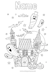 Free colouring Ghost Castle Halloween