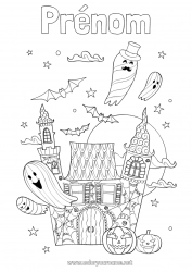 Coloriage gratuit Fantôme Château Halloween