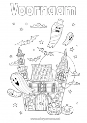 Gratis kleurplaat Spook Kasteel Halloween