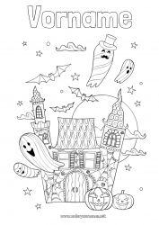 Kostenlose Malvorlage Geist Burg Halloween