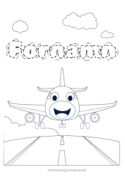Gratis färgläggning Flygplan Fordon Luftfartyg Flygplats Tecknad serie Fordon karaktärer