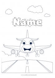 Free coloring Plane Vehicles Aerial vehicles Airport Cartoon Character vehicles