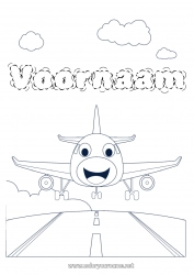 Gratis tekening Vliegtuig Voertuigen Luchtvaartuigen Luchthaven Cartoon Voertuigpersonages