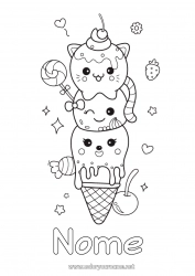 Disegno gratuito Caramelle Carino Kawaii Cibo Ciliegia Frutta Dolci, zuccherini Gelato Fragola Lecca-lecca