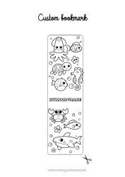 Pagină de colorat pentru copii Drăguț Drăguț Broască țestoasă Vara Mare Activități pentru copii Animal Pește Hipocamp Crab Semn de carte Desene de colorat ușoare Rechin Animale marine sau acvatice Reptile Caracatiță, polip Broască țestoasă marină