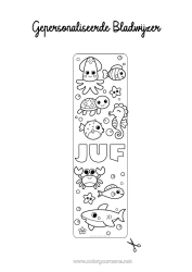 Gratis kleurplaat Schattig Kawaii Schildpad Zomer Zee Activiteiten voor Kinderen Dier Vis Zeepaardje Krab Bladwijzer Eenvoudige kleurplaten Haai Zeedieren Reptielen Octopus, inktvis Zeeschildpad