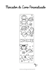 Desenho grátis Fofo Kawaii Tartaruga Verão Mar Atividades para Crianças Animal Peixe Cavalo-marinho Caranguejo Marcador de Página Desenhos para colorir fáceis Tubarão Animais marinhos ou aquáticos Répteis Polvo, Lula Tartaruga marinha