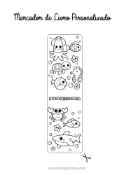 Desenho grátis Fofo Kawaii Tartaruga Verão Mar Atividades para Crianças Animal Peixe Cavalo-marinho Caranguejo Marcador de Página Desenhos para colorir fáceis Tubarão Animais marinhos ou aquáticos Répteis Polvo, Lula Tartaruga marinha
