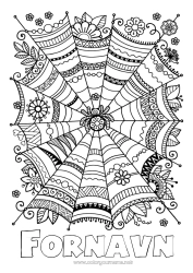 Gratis tegning Edderkopp Halloween Mandala Familien Addams Komplekse fargelegginger Insekter