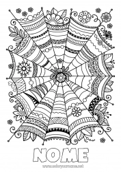 Desenho grátis Aranha Halloween Mandala Família Addams Colorações Complexas Insetos