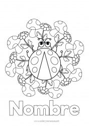 Colorear para personalizar Flores Mandala Animales Champiñone Mariquita Dibujos intermedios para colorear Insectos