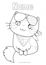 Desenho para personalizar Gato Animal EUA Bandeira Cães e gatos 4 de julho