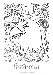 Coloriage gratuit USA 4 juillet Aigle