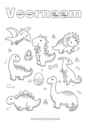 Gratis tekening Kawaii Dinosaurussen Dier Diplodocus Tyrannosaurus Triceratops