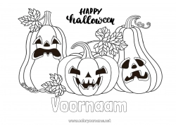 Gratis kleurplaat Pompoen Halloween Jack O'Lantern Inscriptie 'halloween'