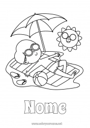 Disegno gratuito Spiaggia Bambino Infradito Ombrellone Palla da spiaggia Giochi e giocattoli Costume da bagno